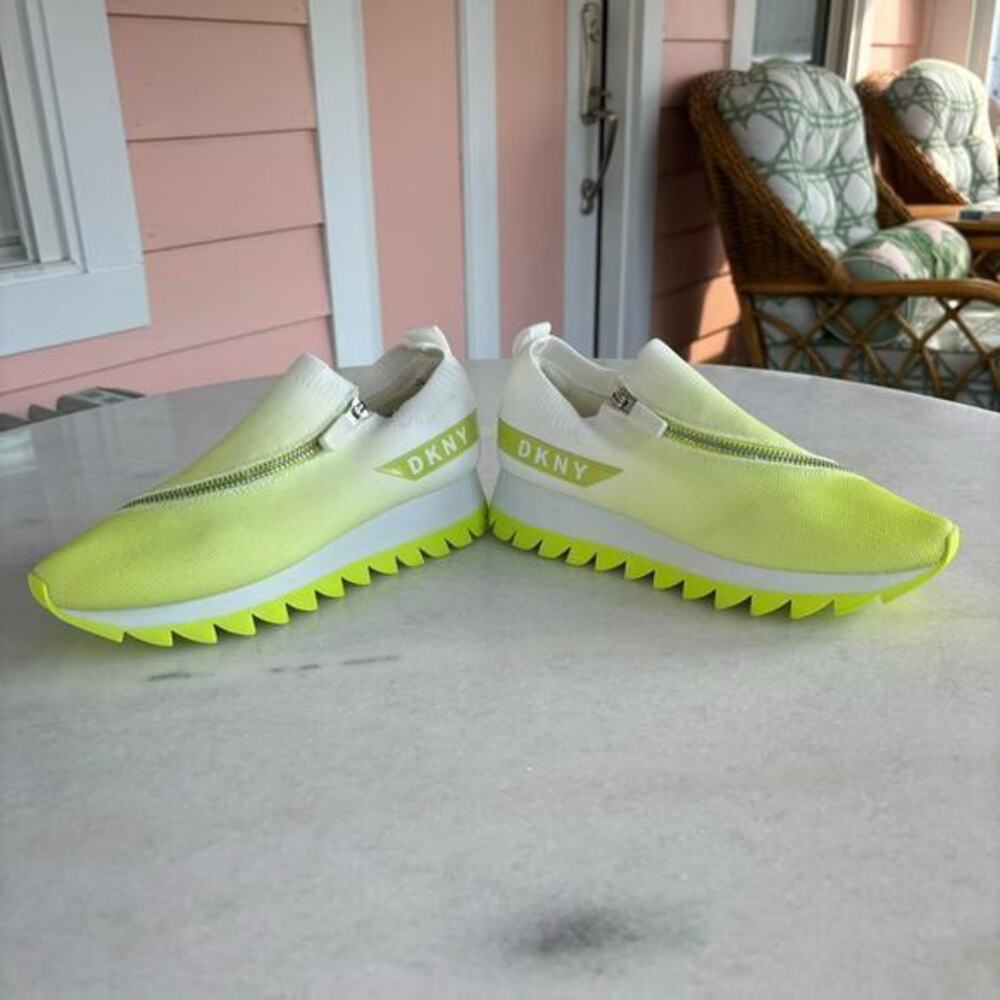 DKNY Neon Yellow and White Athletic Shoes